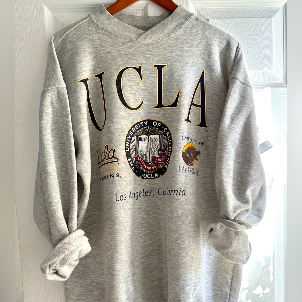 Vintage UCLA Grey Mockneck Sweatshirt Large